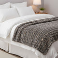 Serenity Night - Luxus-Kunstfell-Decke mit Wellenstruktur, 1300 g, Schwarz-Leopardmuster, 150x200 cm