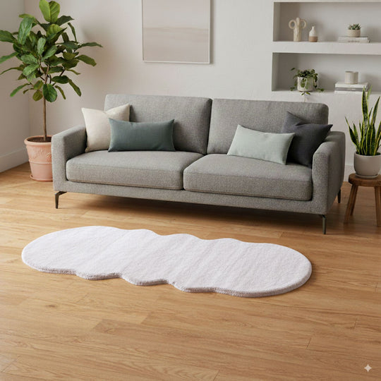 LIVMORE - Weicher Langflor Teppich in Wolkenform mit Schaumstoffunterlage, 60x180 cm, Grau