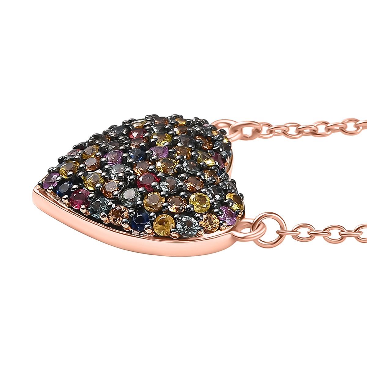 AAA Mehrfarbig Saphir Halskette ca. 45 cm 925 Silber Roségold Vermeil ca. 1.86 ct