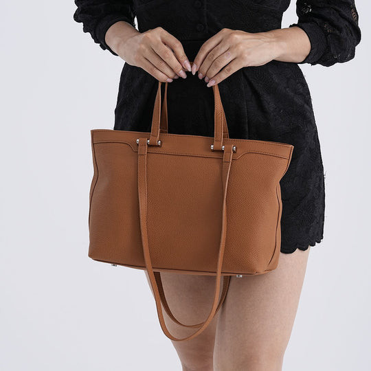 Leder-Shopper mit Doppelhenkel, 30x12x23 cm, Schwarz