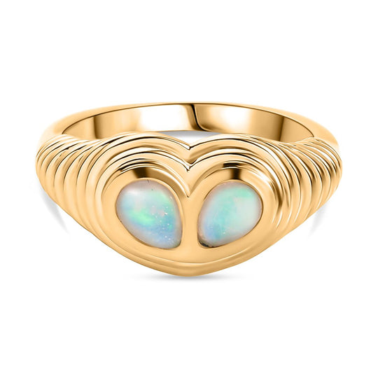 D'Joy AA Natürlicher, äthiopischer Welo Opal Ring 925 Silber vergoldet (Größe 19.00) ca. 0,53 ct