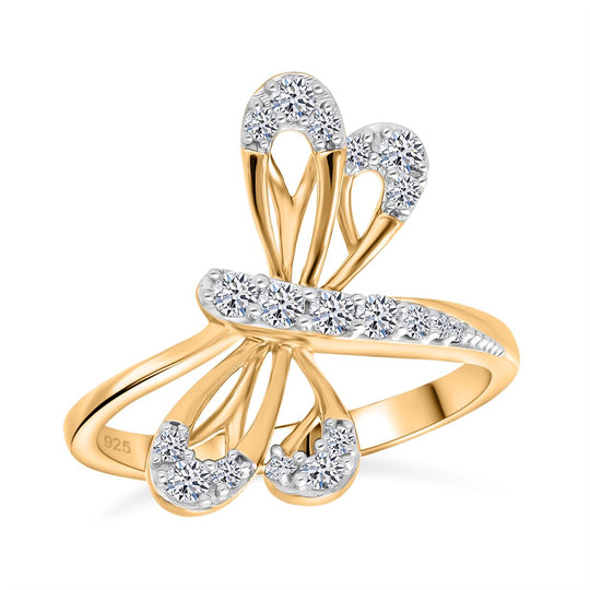 LUXURIANT DIAMOND - Lab Grown Diamant SI-GH Ring 925 Silber 750 Gelbgold Vermeil (Größe 20.00) ca. 0.33 ct