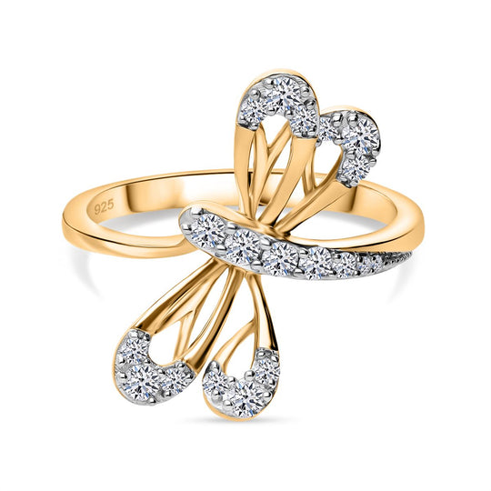 LUXURIANT DIAMOND - Lab Grown Diamant SI-GH Ring 925 Silber 750 Gelbgold Vermeil (Größe 20.00) ca. 0.33 ct