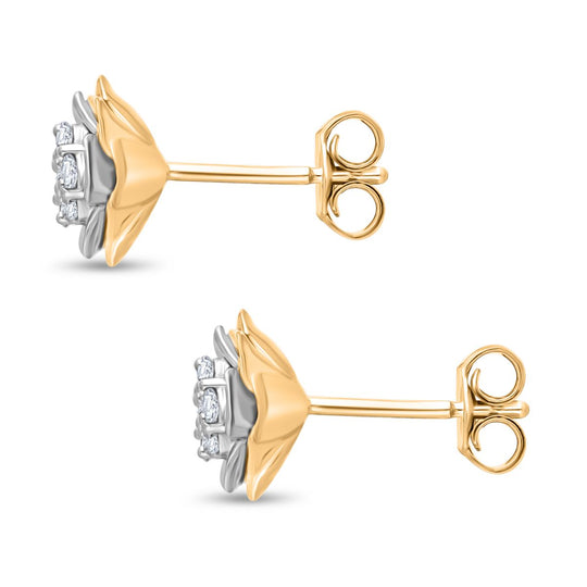 LUXURIANT DIAMOND - Lab Grown Diamant SI-GH Ohrringe 925 Silber Rhodiniert und 750 Gelbgold Vermeil ca. 0.25 ct