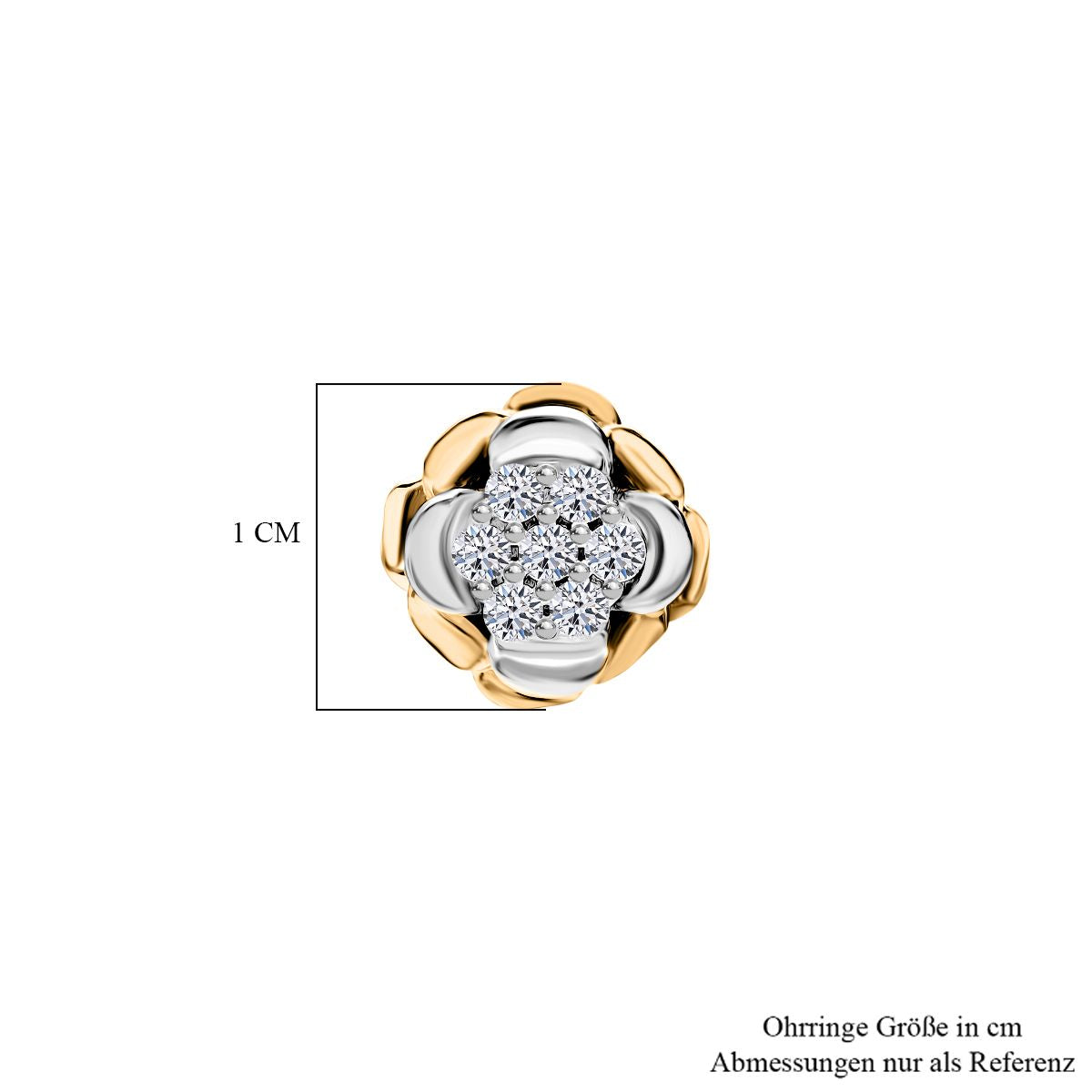 LUXURIANT DIAMOND - Lab Grown Diamant SI-GH Ohrringe 925 Silber Rhodiniert und 750 Gelbgold Vermeil ca. 0.25 ct