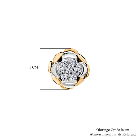 LUXURIANT DIAMOND - Lab Grown Diamant SI-GH Ohrringe 925 Silber Rhodiniert und 750 Gelbgold Vermeil ca. 0.25 ct