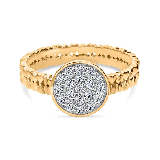 LUXURIANT DIAMOND - Lab Grown Diamant SI-GH Ring 925 Silber 750 Gelbgold Vermeil (Größe 19.00) ca. 0.50 ct