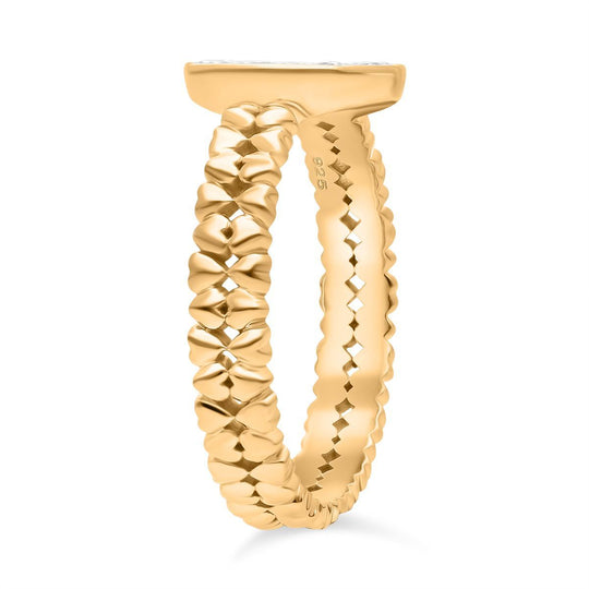 LUXURIANT DIAMOND - Lab Grown Diamant SI-GH Ring 925 Silber 750 Gelbgold Vermeil (Größe 19.00) ca. 0.50 ct