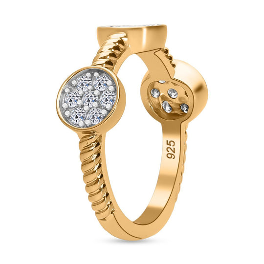 LUXURIANT DIAMOND - Lab Grown Diamant SI-GH Ring 925 Silber 750 Gelbgold Vermeil (Größe 21.00) ca. 0.50 ct