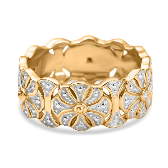 Weißer Diamant Ring 925 Silber, vergoldet (Größe 19.00)