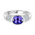 Rhapsody AAAA Tansanit, Weißer Diamant VS/EF Ring, zertifiziert und geprüft, 950 Platin (Größe 18.00) ca. 2.53 ct