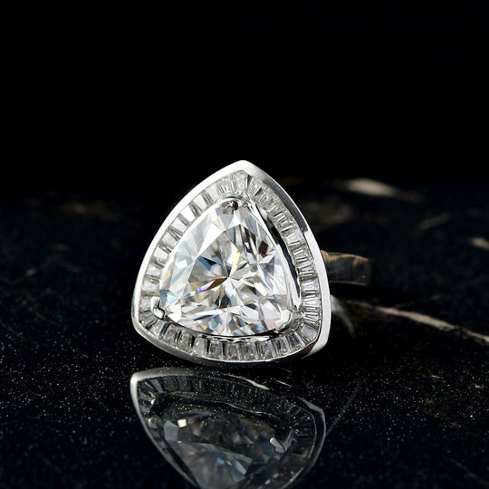 Moissanit Ring 925 Silber rhodiniert (Größe 18.00) ca. 5,64 ct
