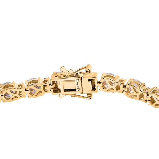 D’joy 100 Facetten Moissanit Armband ca. 19 cm 925 Silber 750 Gelbgold Vermeil ca. 12.83 ct