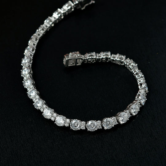 100 Facetten Moissanit Armband ca. 19 cm 925 Silber rhodiniert ca. 12.83 ct