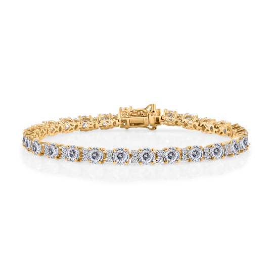 D’joy 100 Facetten Moissanit Armband ca. 19 cm 925 Silber 750 Gelbgold Vermeil ca. 12.83 ct