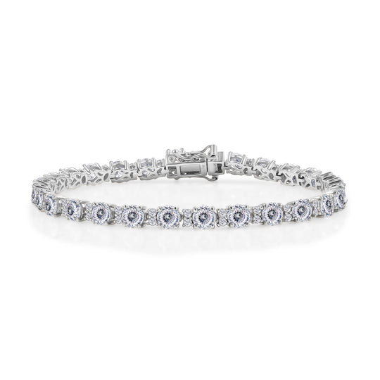 100 Facetten Moissanit Armband ca. 19 cm 925 Silber rhodiniert ca. 12.83 ct