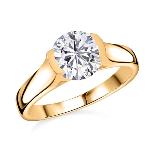 Moissanit Ring 925 Silber vergoldet (Größe 19.00)  ca. 1.75 ct