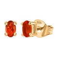 Djoy AA Mexikanischer Purpurroter Feuer Opal Ohrringe 925 Silber 750 Gelb Vergoldet ca. 0,32 ct.