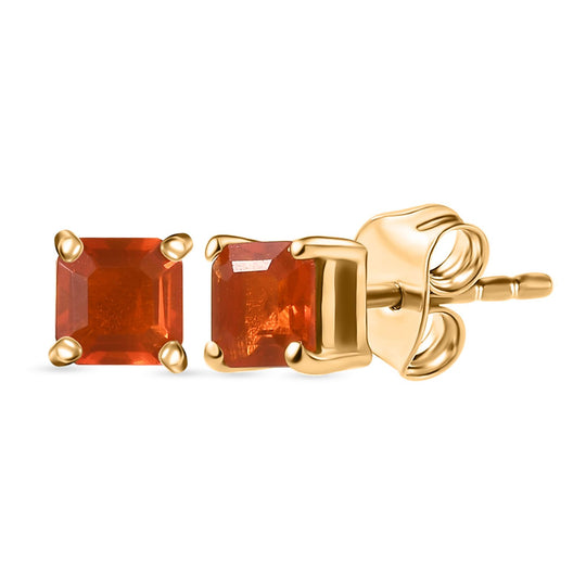 Djoy AA Mexikanischer Purpurroter Feuer Opal Ohrringe 925 Silber 750 Gelb Vergoldet ca. 0,32 ct.