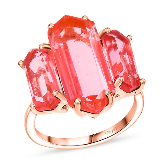 Tulpe-Triplet Quarz Ring 925 Silber 750 rosévergoldet (Größe 18.00) ca. 11.34 ct