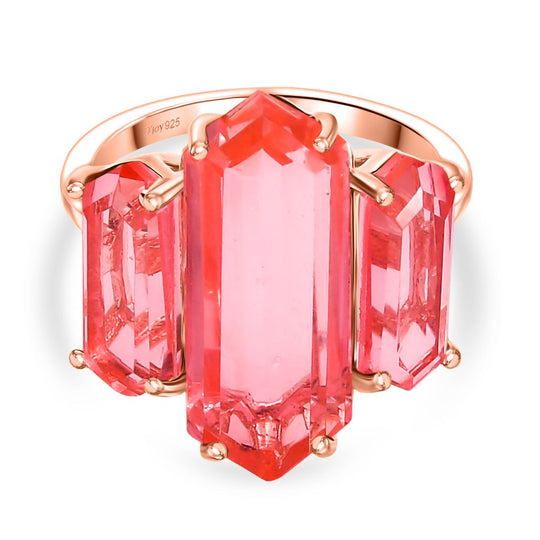 Tulpe-Triplet Quarz Ring 925 Silber 750 rosévergoldet (Größe 18.00) ca. 11.34 ct