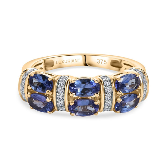 AAA Tansanit, Lab Grown Diamant Ring 375 Gelbgold (Größe 18.00) ca. 1,67 ct