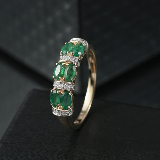 Luxuriant - AAA Sambischer Smaragd, Lab Grown Diamant Ring 375 Gold (Größe 19.00) ca. 1.41 ct