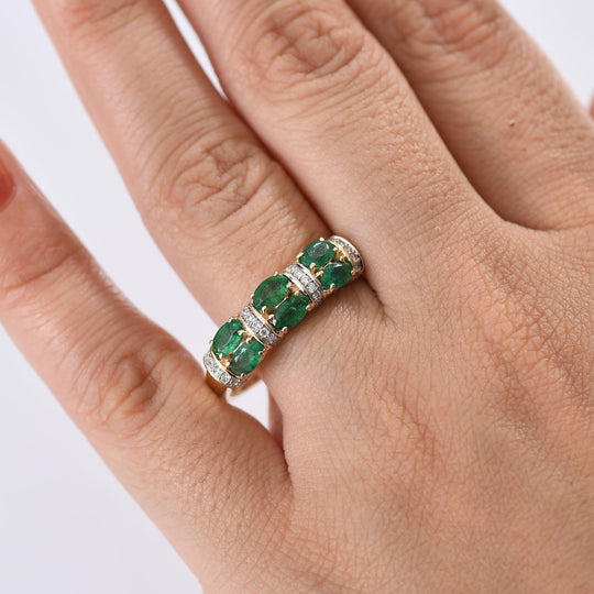 Luxuriant - AAA Sambischer Smaragd, Lab Grown Diamant Ring 375 Gold (Größe 19.00) ca. 1.41 ct