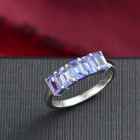 D’joy Tansanit Ring 925 Silber rhodiniert (Größe 18.00) ca. 1,32 ct
