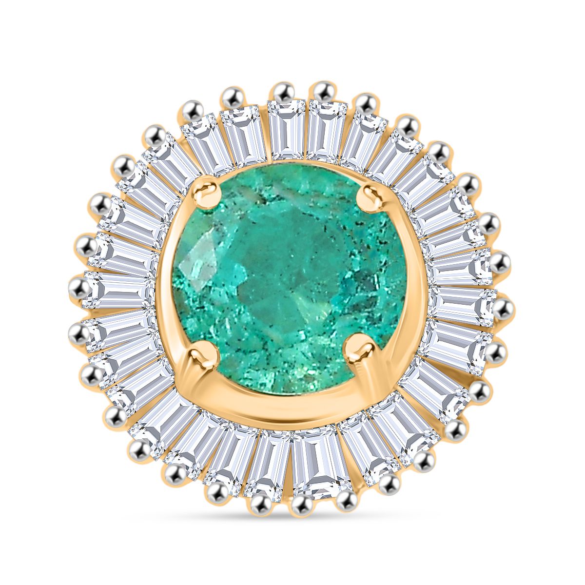 AAA Kagem Sambischer Smaragd, Weißer Diamant Anhänger 375 Gold ca. 0,62 ct.