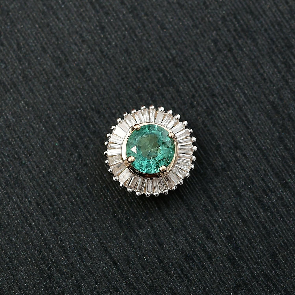 AAA Kagem Sambischer Smaragd, Weißer Diamant Anhänger 375 Gold ca. 0,62 ct.