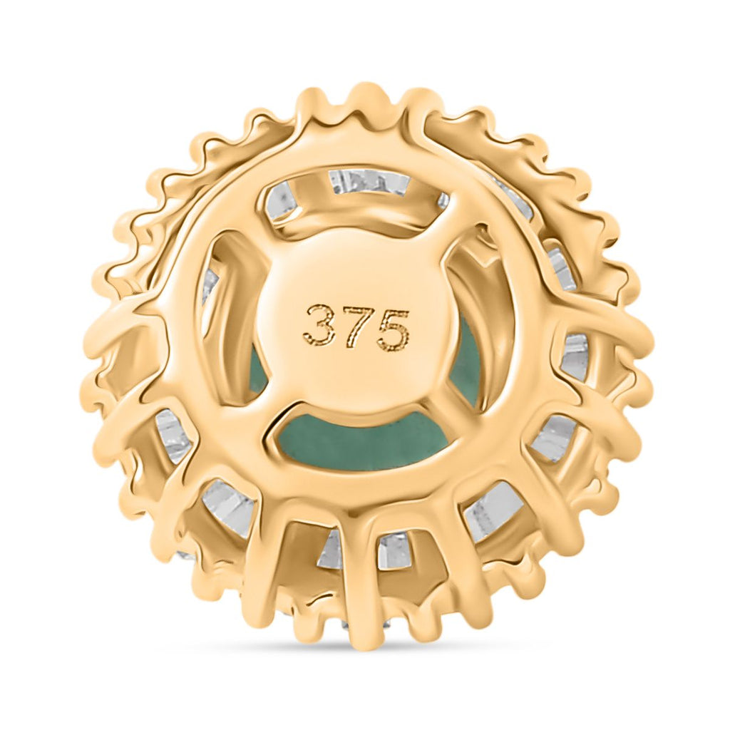 AAA Kagem Sambischer Smaragd, Weißer Diamant Anhänger 375 Gold ca. 0,62 ct.