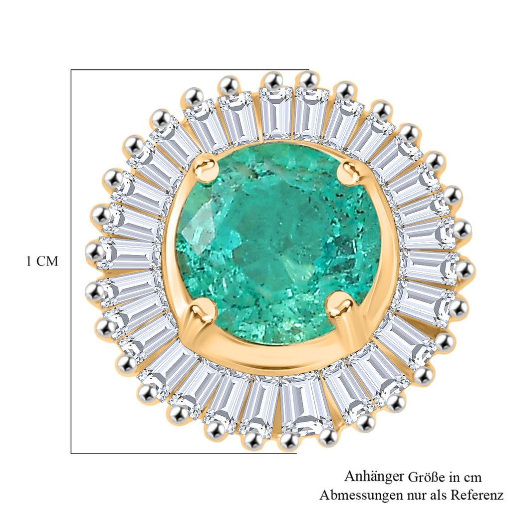 AAA Kagem Sambischer Smaragd, Weißer Diamant Anhänger 375 Gold ca. 0,62 ct.
