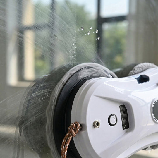 LIVMORE Elektrischer Fensterreinigungsroboter, 72W, Sprühfunktion, Fernbedienung, 29,5x14,5x9,5cm, Weiß