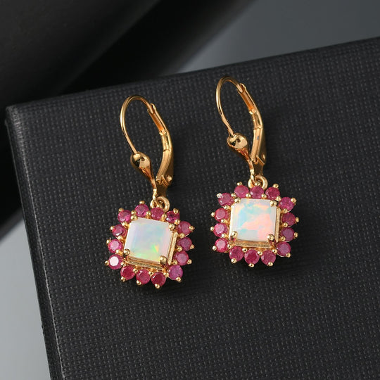 Opal Radiance - D joy Natürlicher, äthiopischer Welo Opal Starlit Ohrringe 925 Silber 750 Gelbgold Vermeil ca. 1.34 ct