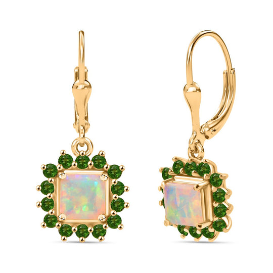 Opal Radiance - D joy Natürlicher, äthiopischer Welo Opal Starlit Ohrringe 925 Silber 750 Gelbgold Vermeil ca. 1.34 ct