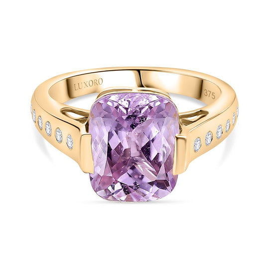 AAA Martha Rocha Kunzite, Weißer Diamant Ring 375 Gold (Größe 19.00) ca. 5,73 ct
