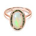 D'Joy AA Natürlicher, äthiopischer Welo Opal, Grüner Diamant Ring 925 Silber 750 Roségold Vermeil (Größe 20.00) ca. 2,75 ct