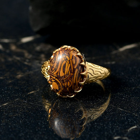EVER TRUE - Skript Stein Ring, Nickelfreies Messing goldfarben, (Größe 21.00) ca. 6.38 ct