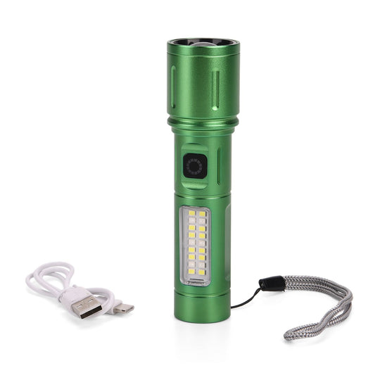 LIVMORE - 6 in 1 LED-Taschenlampen aus Metall mit SOS Funktion, wiederaufladbar, 14x3,5 cm, Rosa
