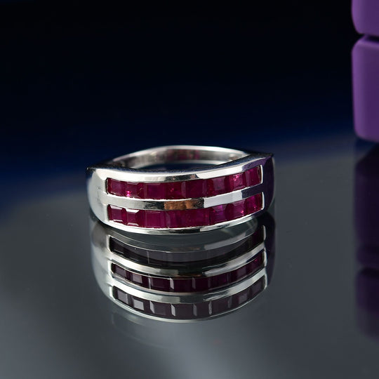 AA Burmesischer Rubin Ring 925 Silber rhodiniert (Größe 18.00) ca. 2,03 ct