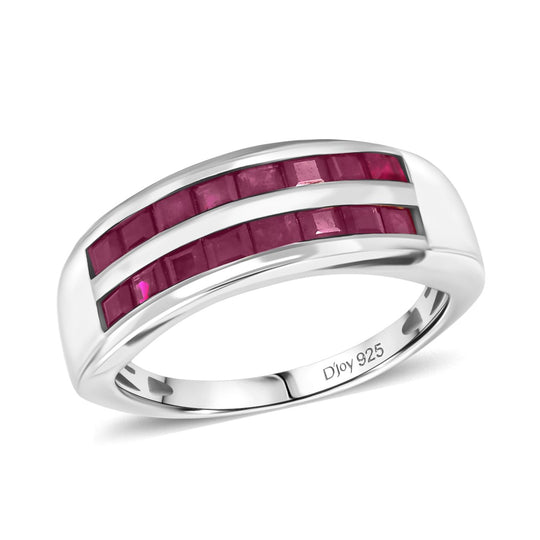 AA Burmesischer Rubin Ring 925 Silber rhodiniert (Größe 18.00) ca. 2,03 ct
