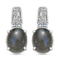 Labradorit, Himmelblauer Topas Ohrringe Edelstahl ca. 8.91 ct