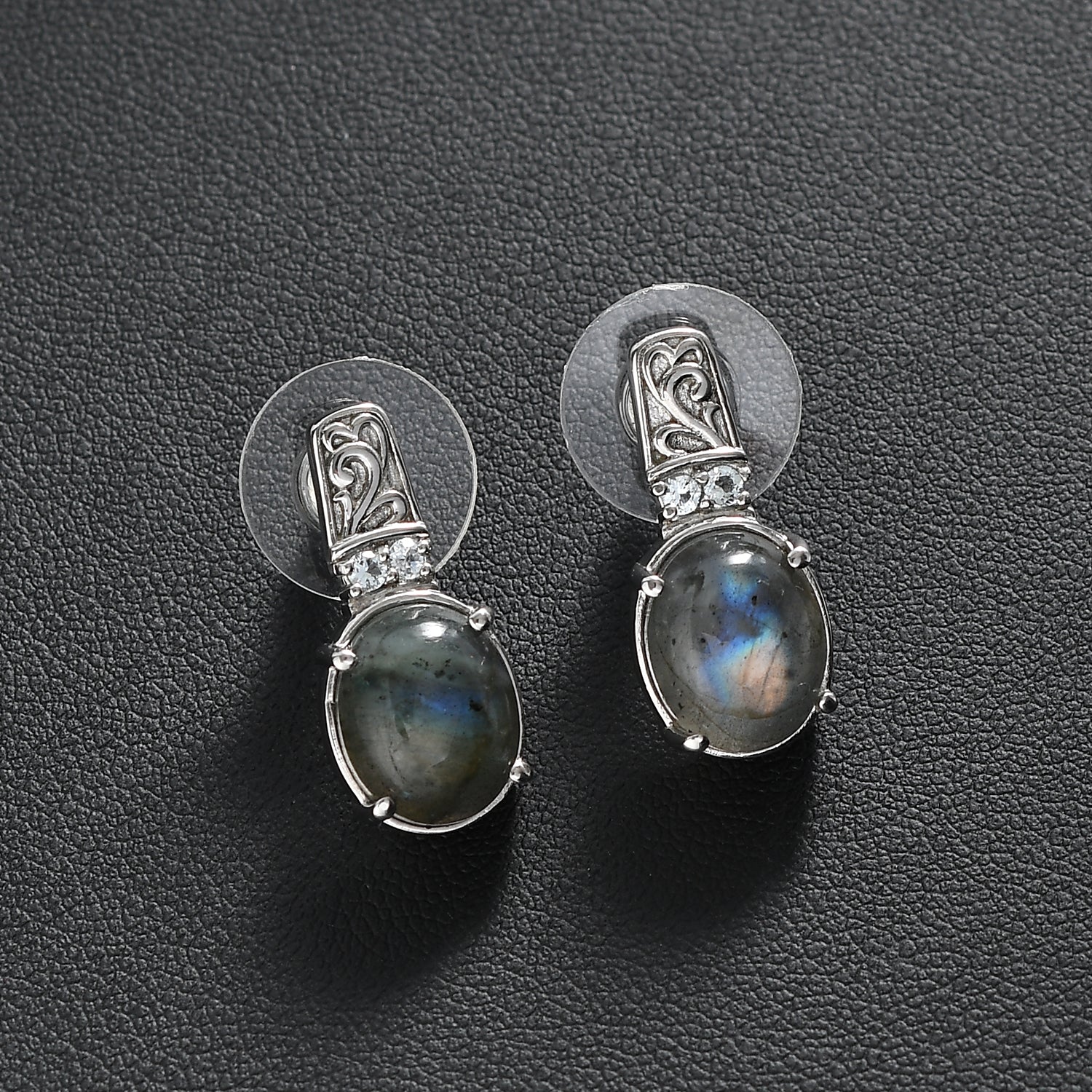 Labradorit, Himmelblauer Topas Ohrringe Edelstahl ca. 8.91 ct