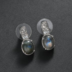 Labradorit, Himmelblauer Topas Ohrringe Edelstahl ca. 8.91 ct