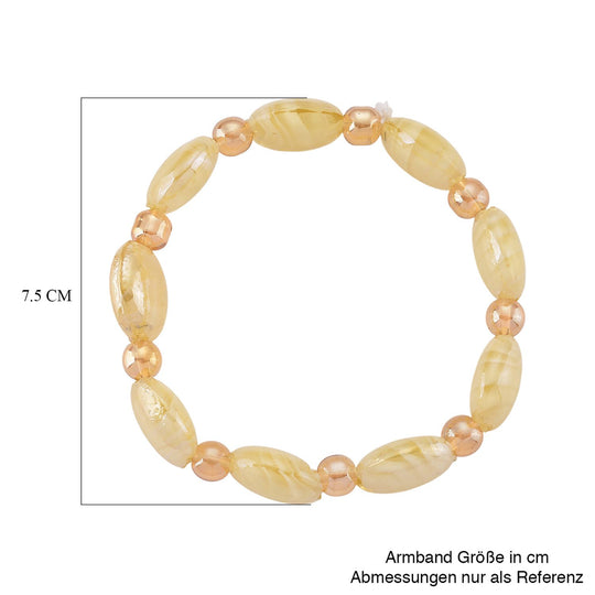 Champagner Kristall, Mehrfarbiges Murano-Stil Glas Armband, flexibel