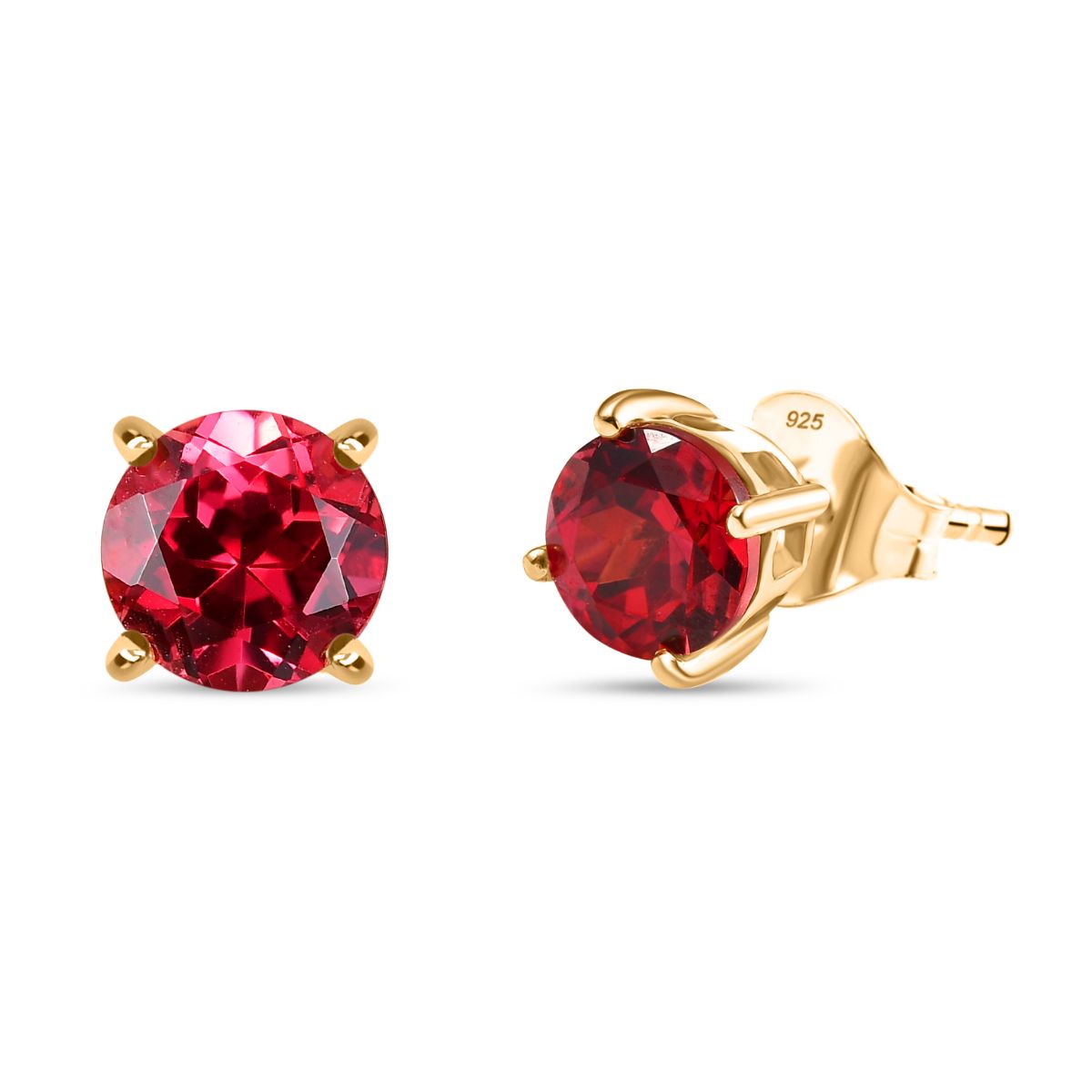 D'joy Lab Grown Padparadscha-Saphir Ohrringe 925 Silber 750 Gelb Vergoldet ca. 3.53 ct