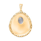 Regenbogen Mondstein, Weißer Zirkon Anhänger Messing E-Überzug Gelb Gold ca. 1,98 ct.