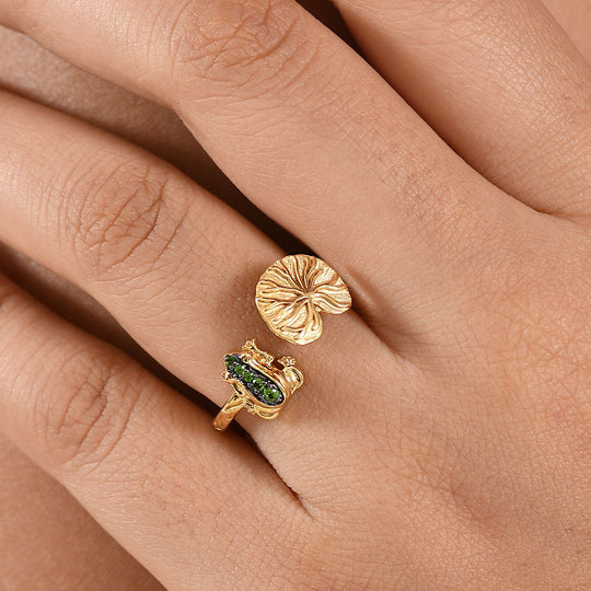 GP Trionfo Kollektion - Natürlicher Chromdiopsid, Kanchanaburi Blauer Saphir Ring 925 Silber Gelbes Gold (Größe 18.00)