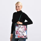 2er-Set Einkaufstaschen mit floralem Motiv, 34x40 cm, Dunkelgrün
